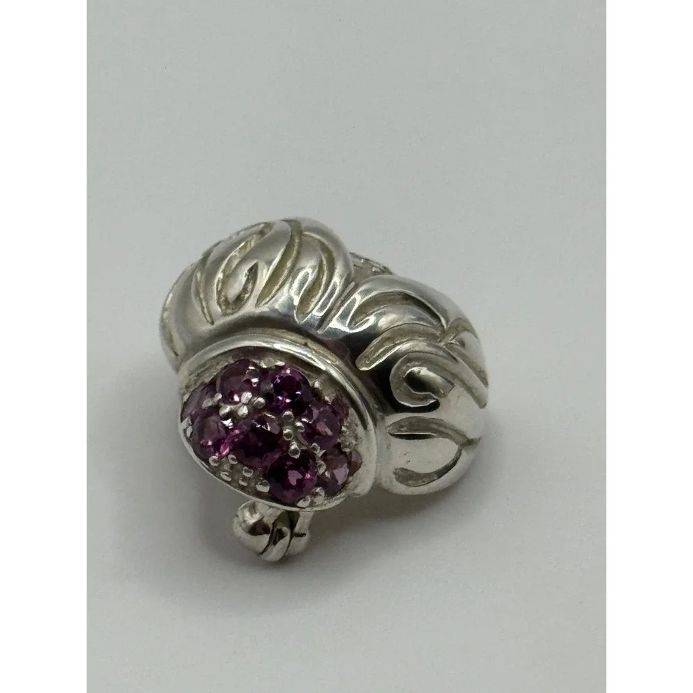 Judith Ripka Sterling Silver Pink Stone Ladybug Acorn‎ Brooch Pin